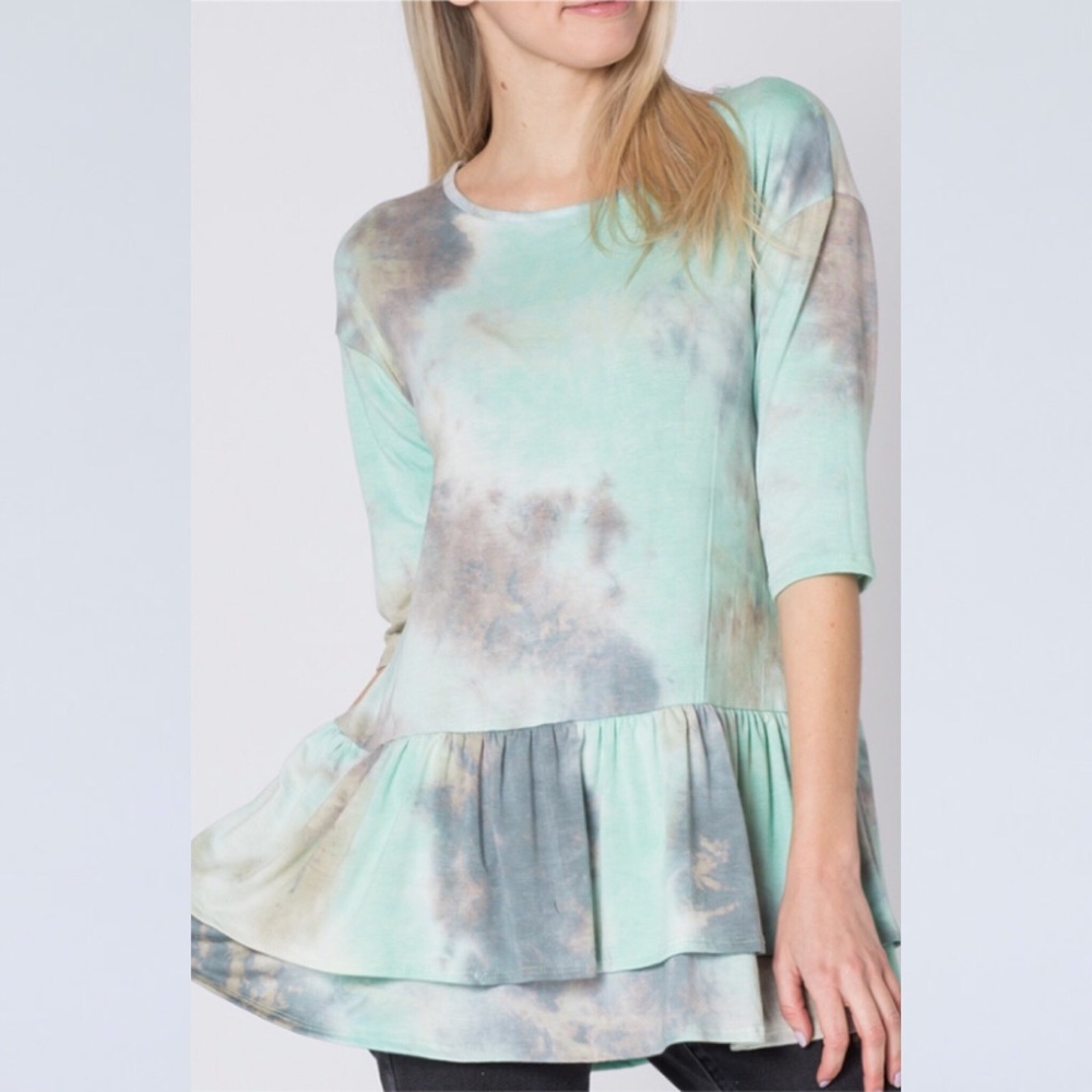 🆕ALLIE Marbled Ruffle Hem Top